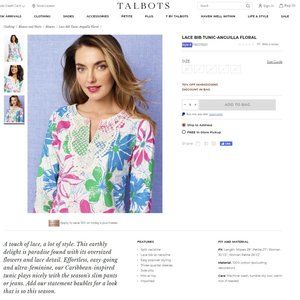 TALBOTS LACE BIB TUNIC-ANGUILLA FLORAL SMALL (Style # P182075501)